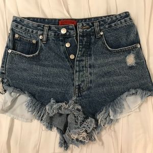 Button-up Blue Jean Cut-off Shorts